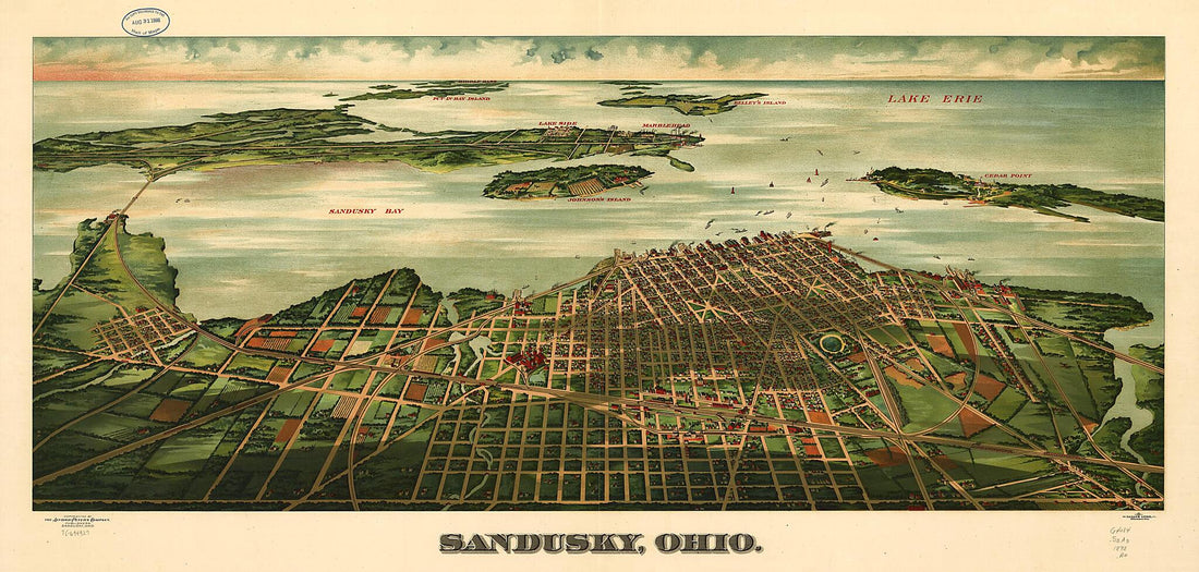 This old map of Sandusky, Ohio from 1898 was created by Peters Company, Gugler Litho. Co in 1898