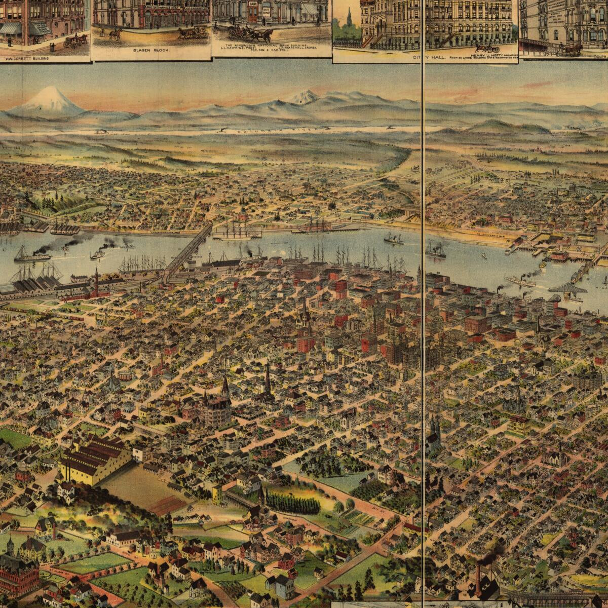 This old map of Portland, Oregon from 1890 was created by  Clohessy & Strengele,  Elliott Pub. Co in 1890
