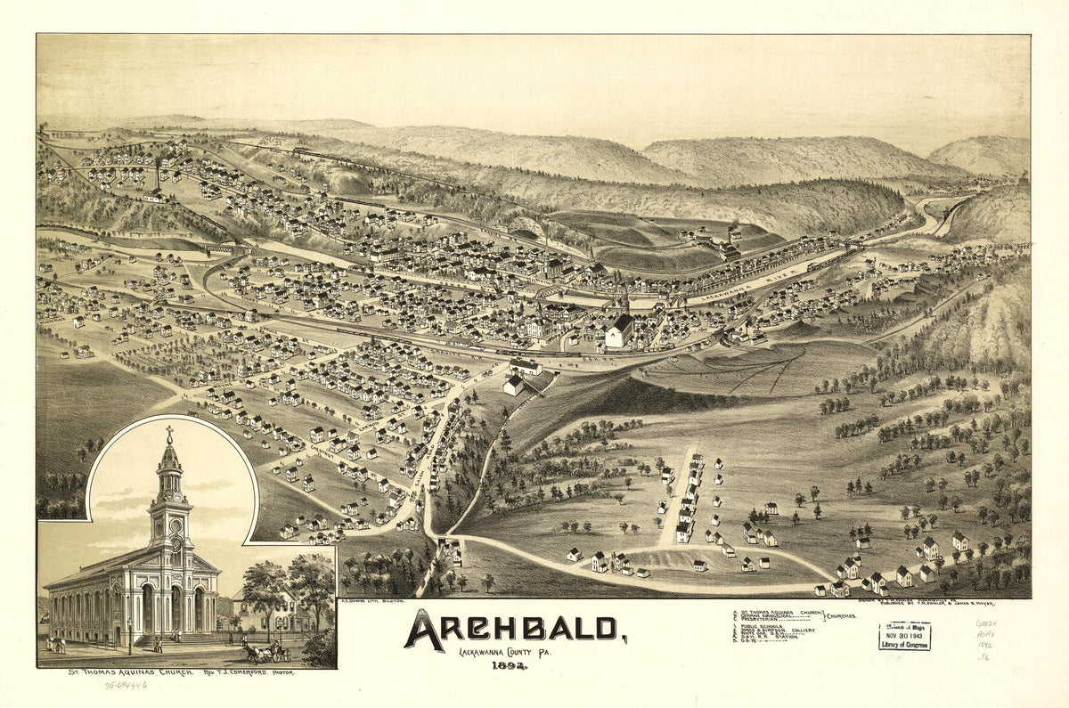 Archbald, Lackawanna County, Pennsylvania 1892 by Relic Map Company
