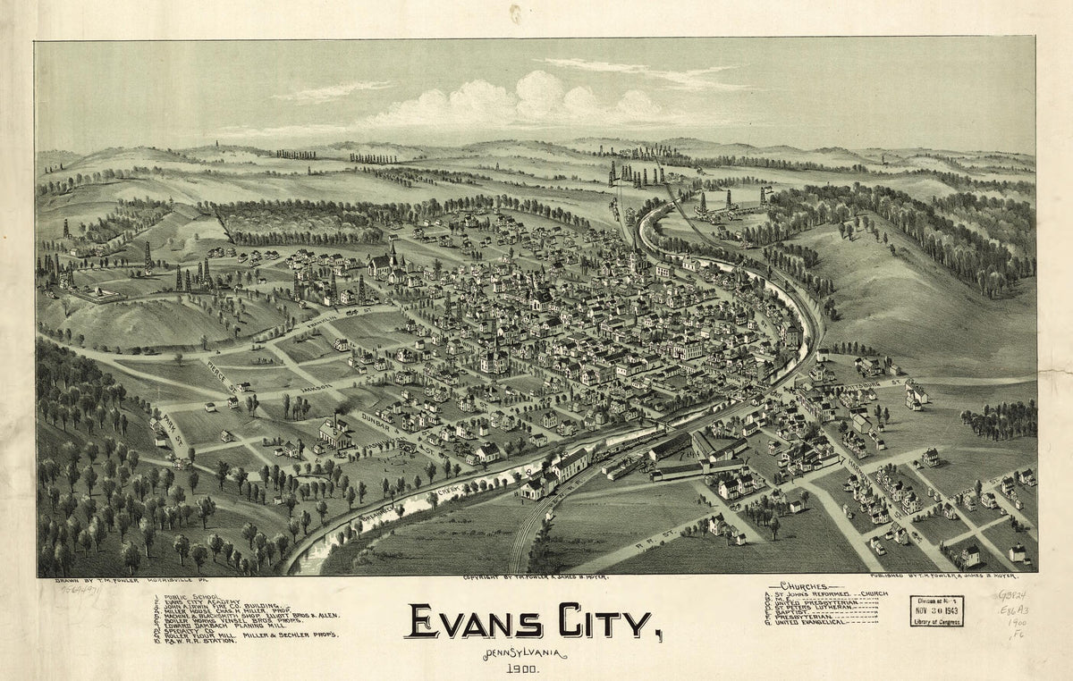 Evans City, Pennsylvania 1900 by Relic Map Company