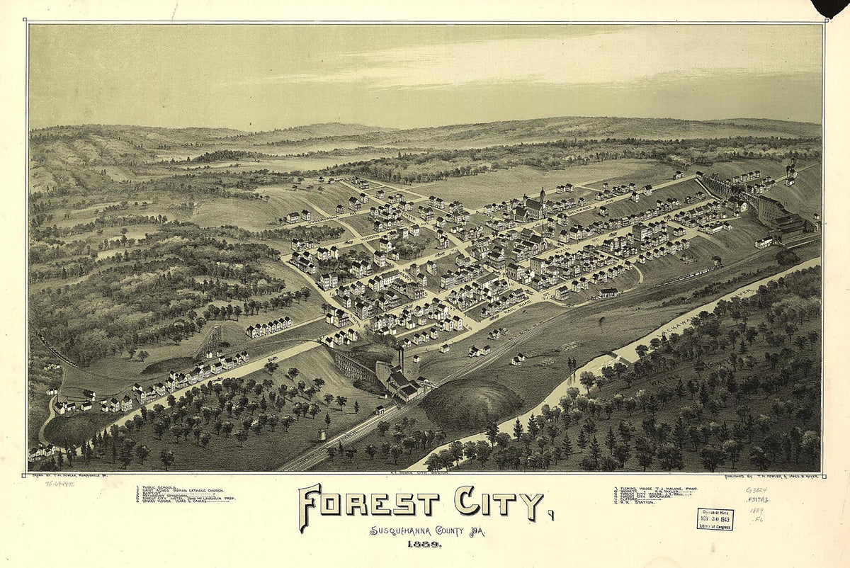 Forest City, Susquehanna County, Pennsylvania 1889 by Relic Map Company