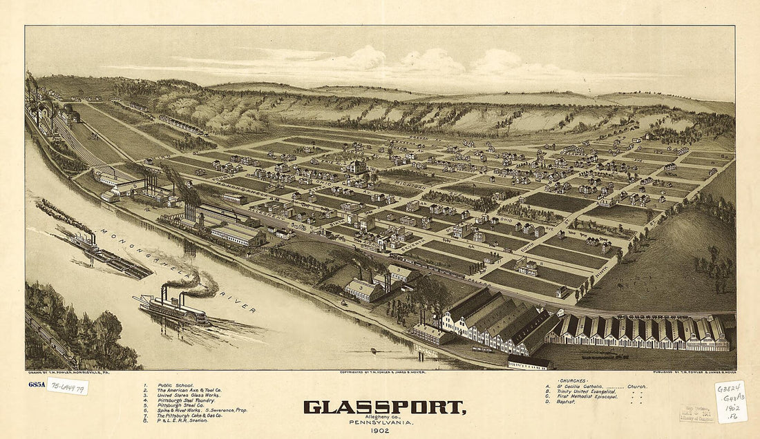 This old map of Glassport, Allegheny County, Pennsylvania from 1902 was created by T. M. (Thaddeus Mortimer) Fowler, James B. Moyer in 1902