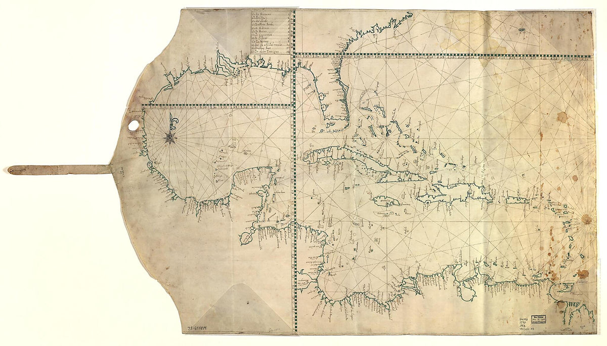 Map Showing Caribbean Area Including West Indies and Gulf of Mexico 1770 by Relic Map Company