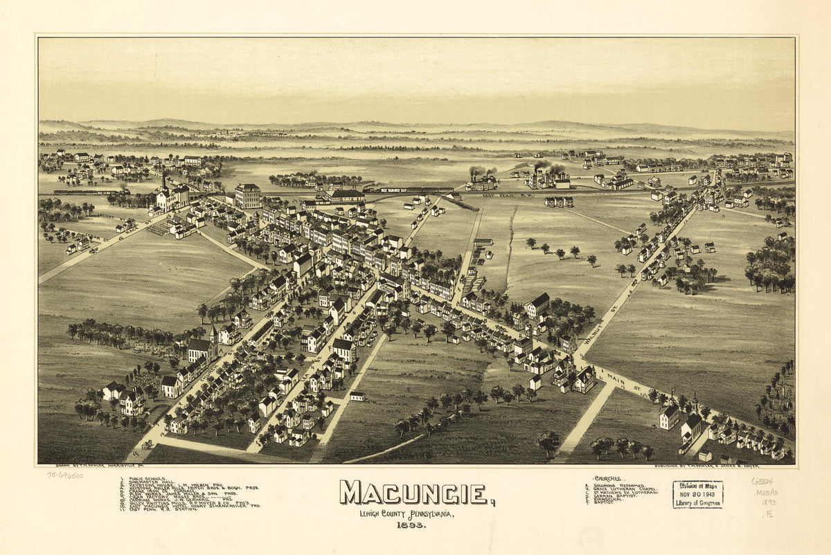 Macungie, Lehigh County, Pennsylvania, 1893 by Relic Map Company