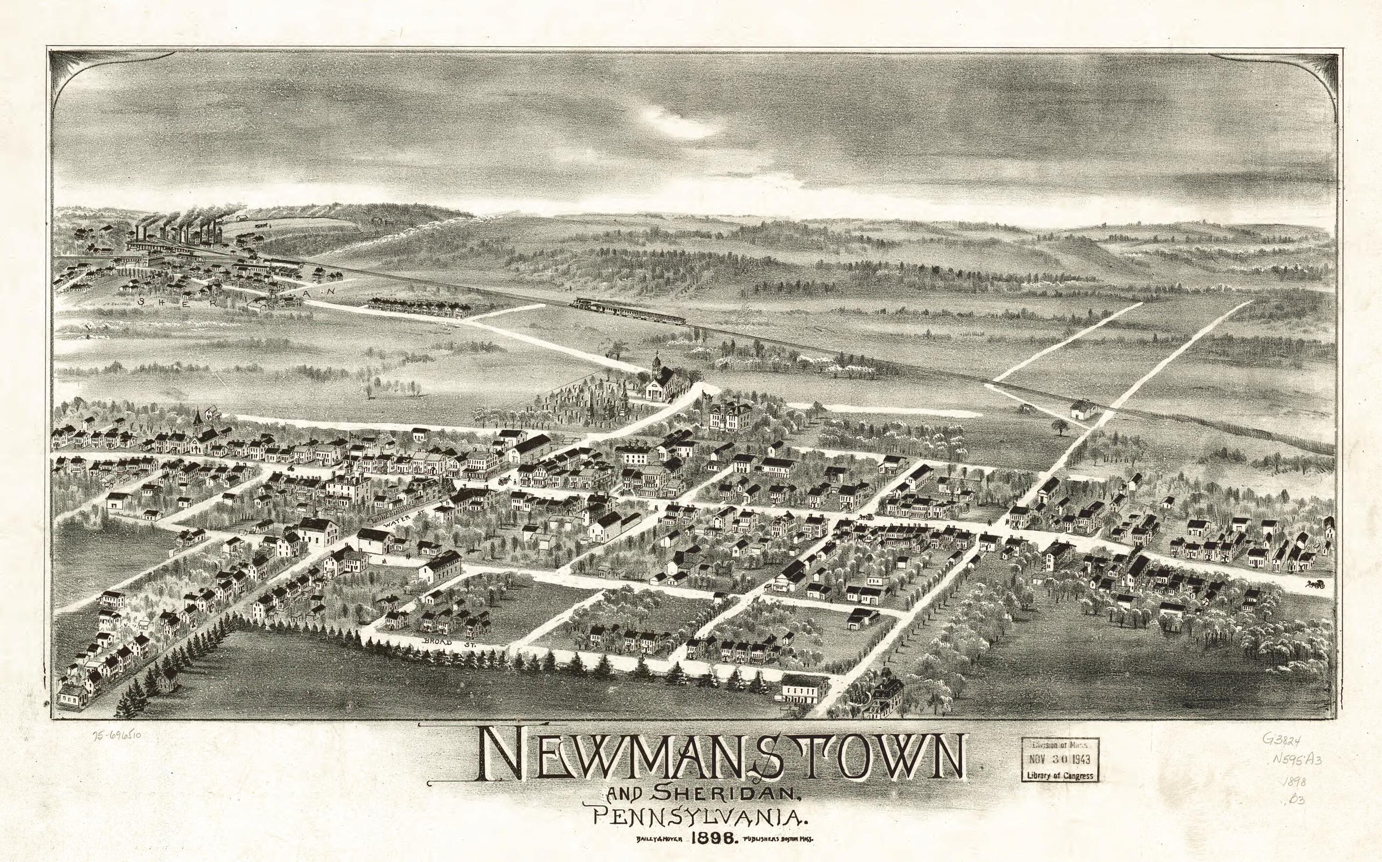 This old map of Newmanstown and Sheridan, Pennsylvania from 1898 was created by Bailey & Moyer in 1898