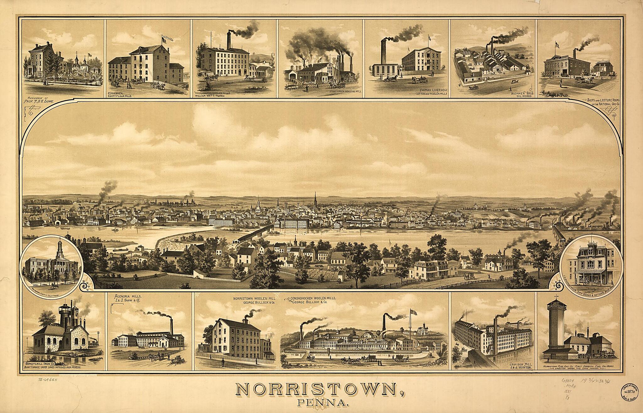 This old map of Norristown, Penna. from 1881 was created by Packard & Butler in 1881