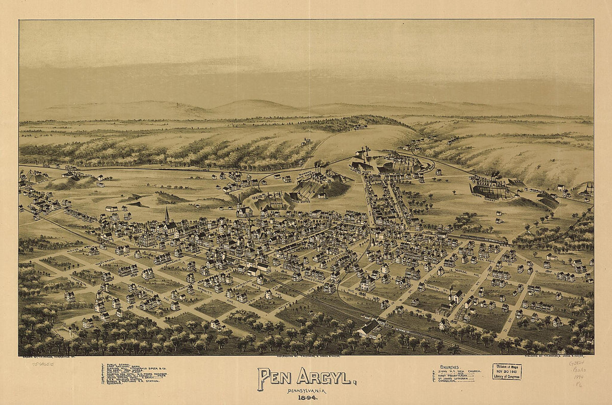 Pen Argyl, Pennsylvania 1894 by Relic Map Company