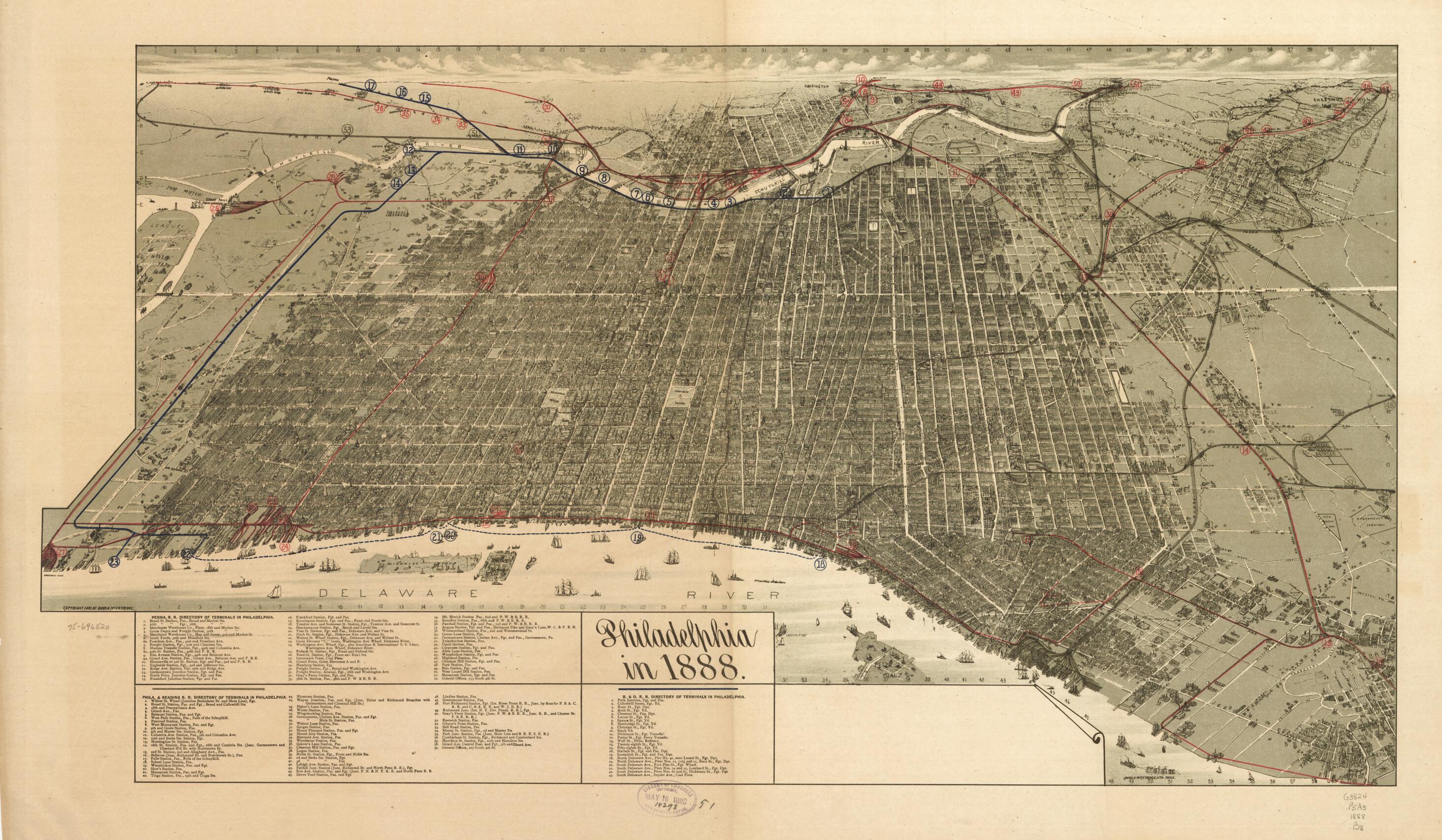 This old map of Philadelphia In from 1888 was created by Burk & McFetridge in 1888