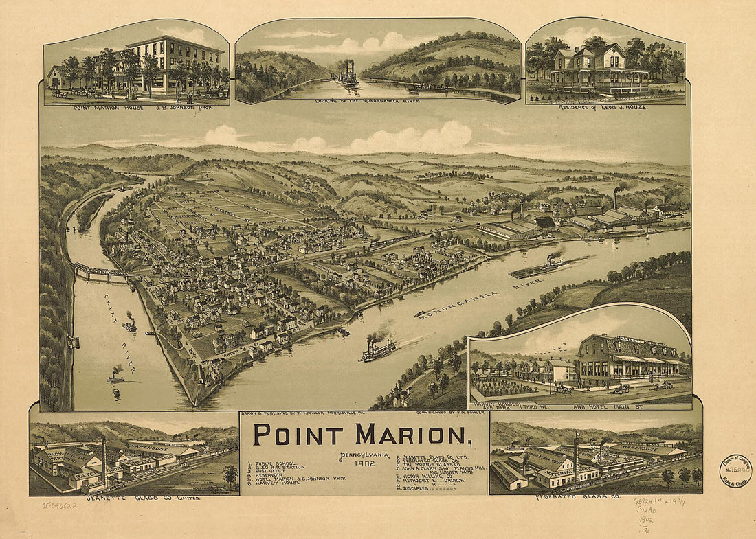 This old map of Point Marion, Pennsylvania from 1902 was created by T. M. (Thaddeus Mortimer) Fowler in 1902