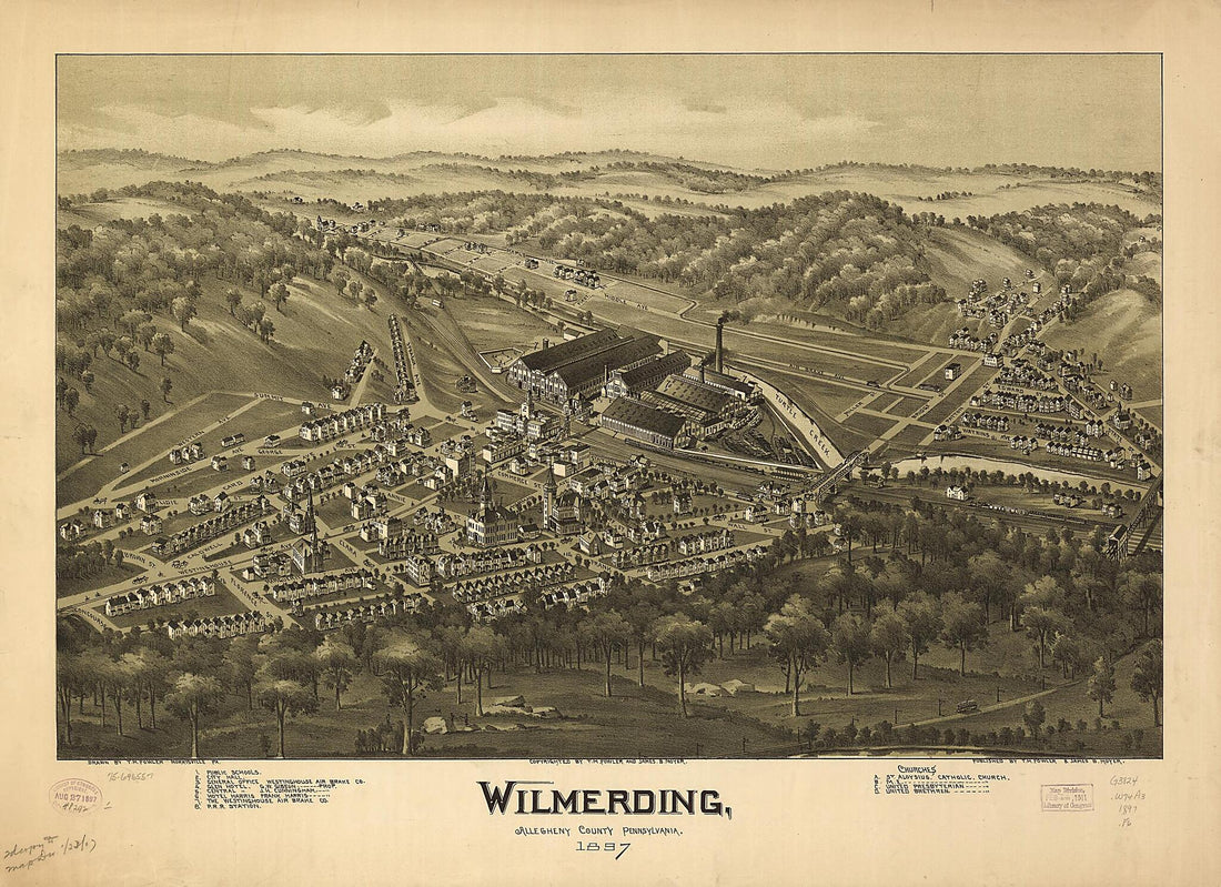 This old map of Wilmerding, Allegheny County, Pennsylvania from 1897 was created by T. M. (Thaddeus Mortimer) Fowler, James B. Moyer in 1897