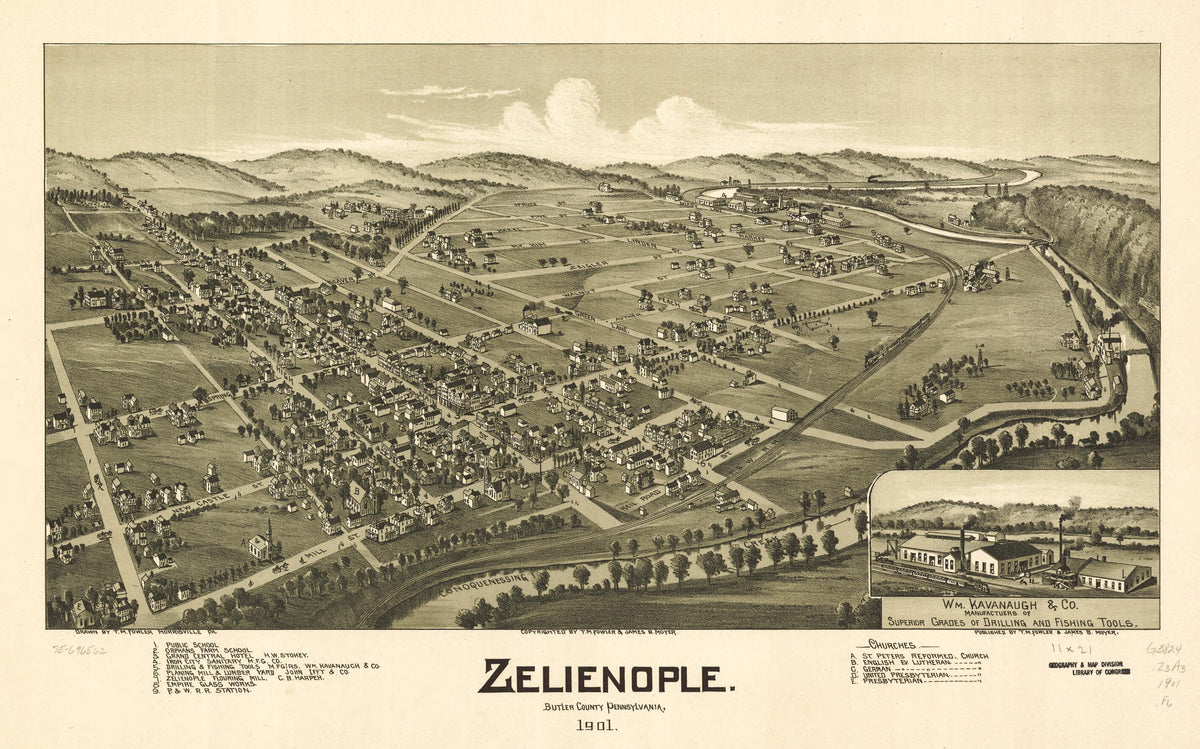 Zelienople, Butler County, Pennsylvania 1901 by Relic Map Company