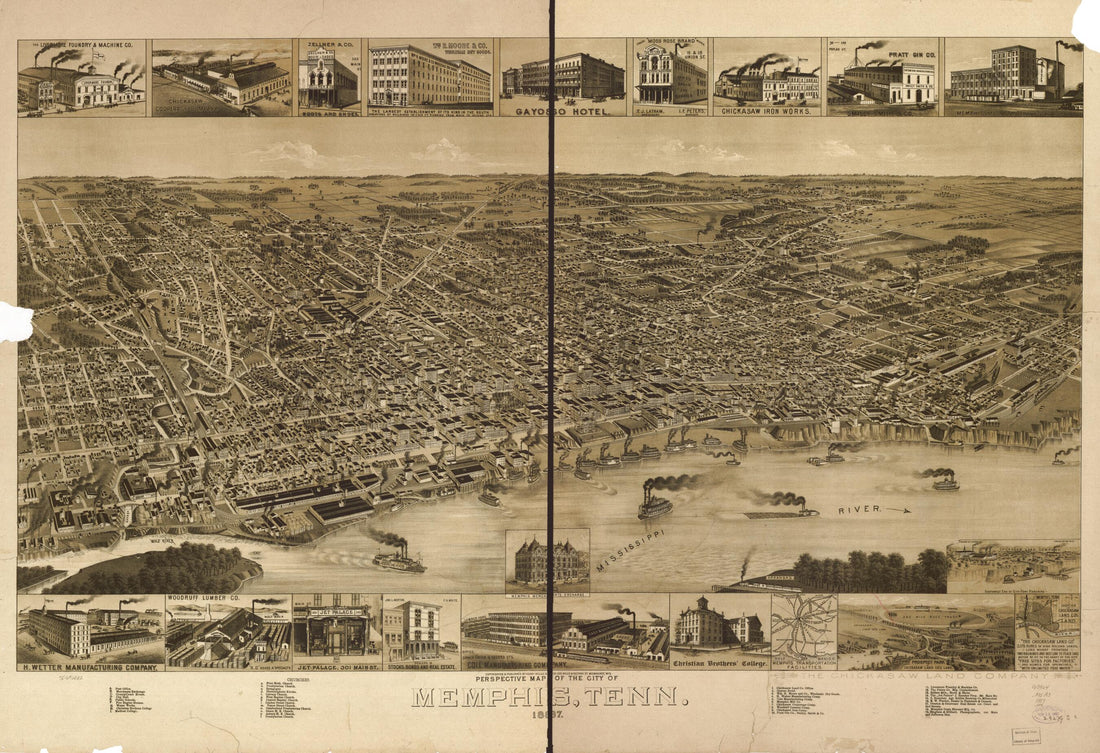 This old map of Perspective Map of the City of Memphis, Tennessee from 1887 was created by Henry Wellge & Co in 1887