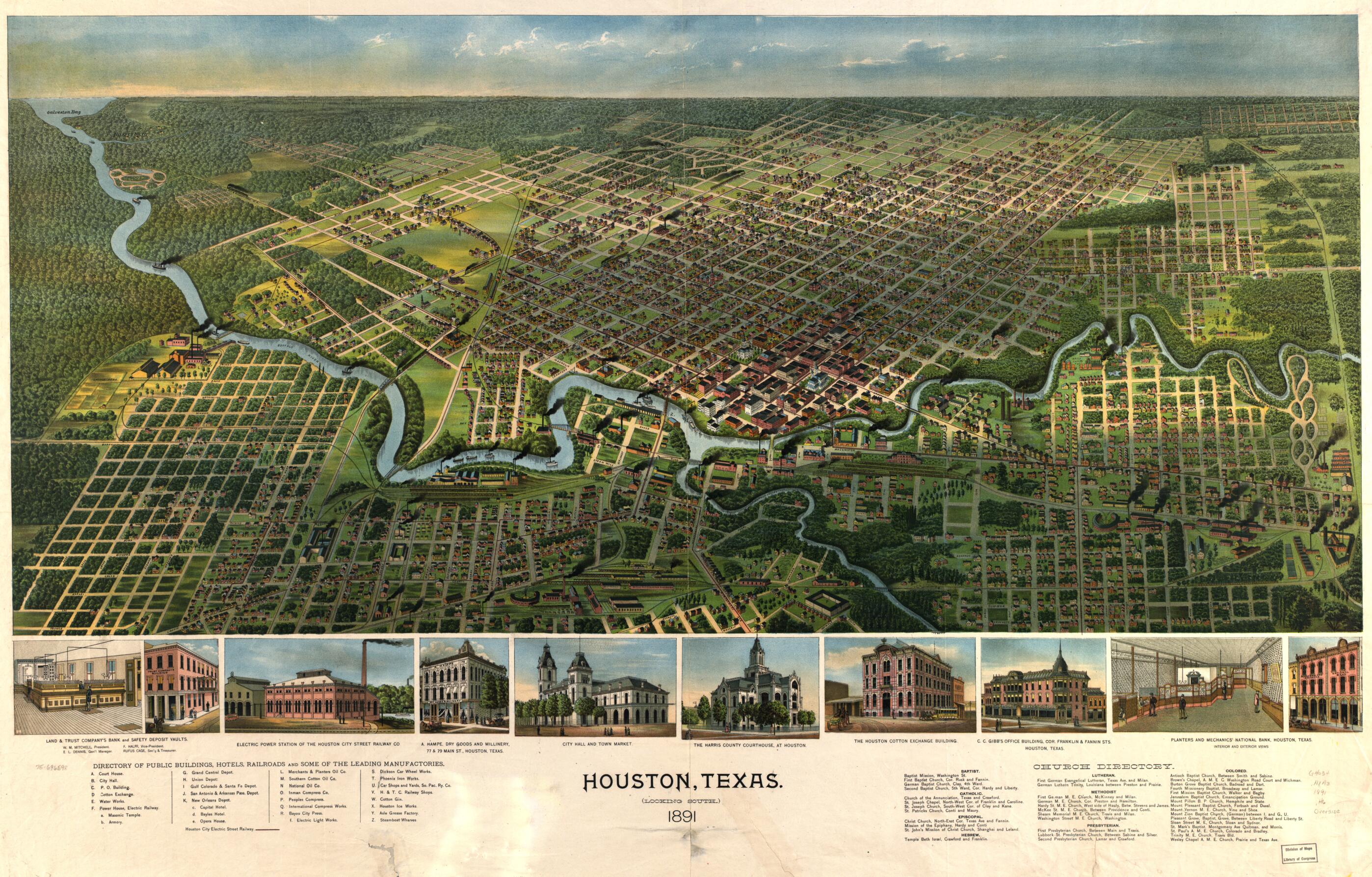 This old map of Houston, Texas.. from 1891 was created by in 1891