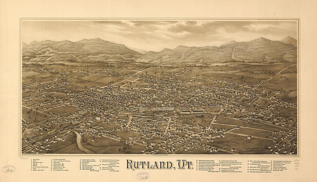 This old map of Rutland, Vermont from 1885 was created by L. R. (Lucien R.) Burleigh, C.H. Vogt & Son in 1885