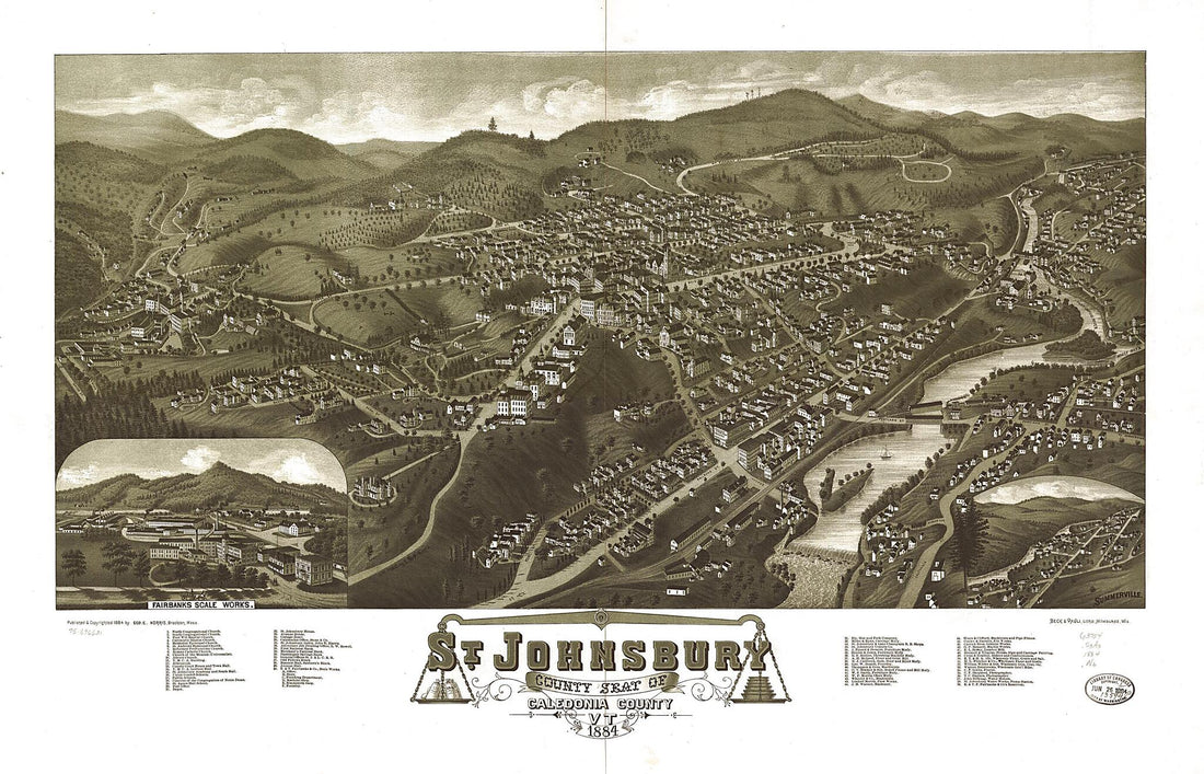 This old map of St. Johnsbury, County Seat of Caledonia County, Vermont from 1884 was created by Beck & Pauli, George E. Norris in 1884