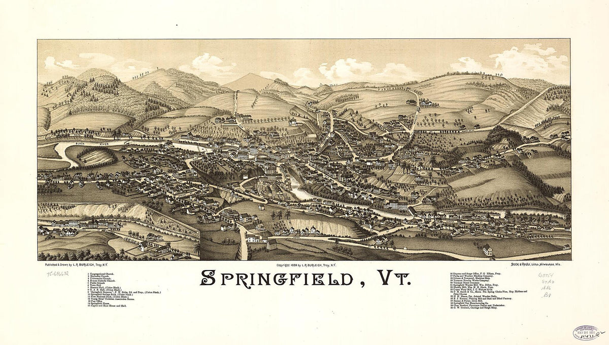 Springfield, Vermont 1886 by Relic Map Company