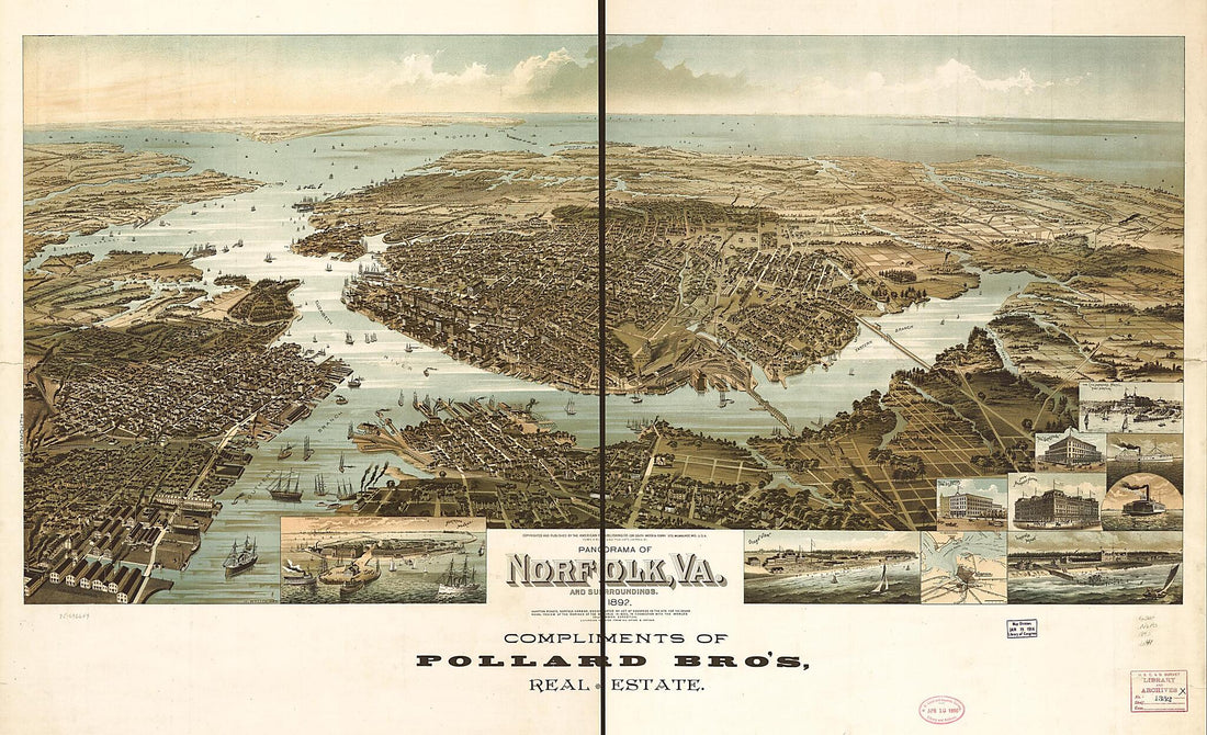 This old map of Panorama of Norfolk and Surroundings from 1892 was created by Wis.) American Publishing Co. (Milwaukee, H. (Henry) Wellge in 1892