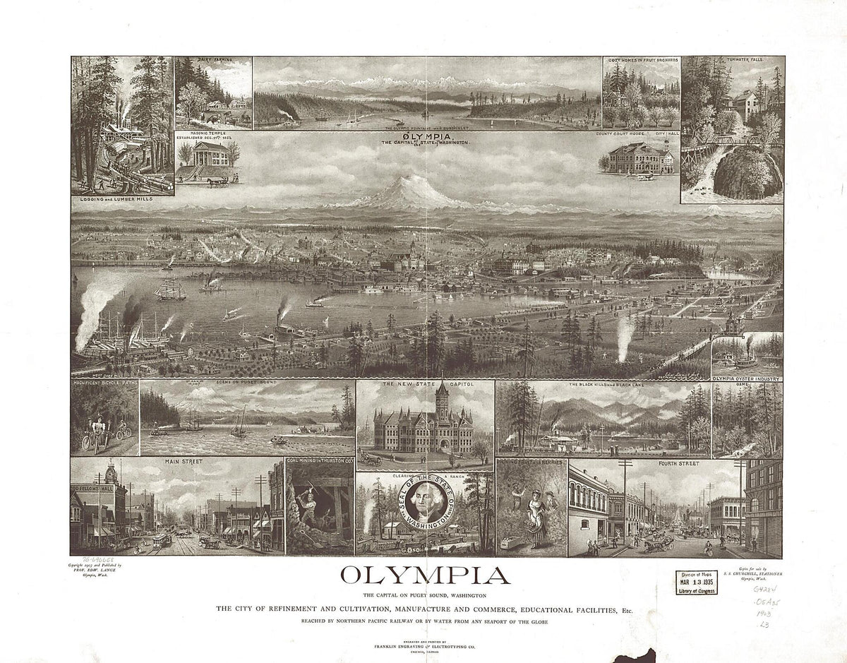 Olympia, the Capital On Puget Sound, Washington 1903 by Relic Map Company