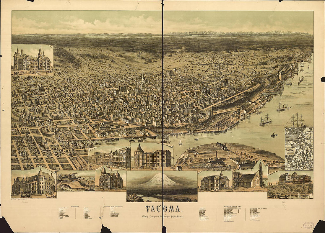 This old map of Tacoma from 1890 was created by Will Carson in 1890
