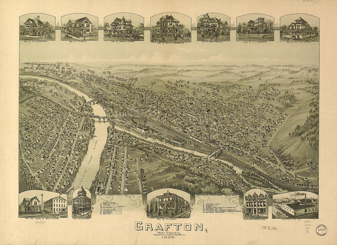 This old map of Grafton, West Virginia from 1898 was created by A. E. (Albert E.) Downs, Fowler & Downs, T. M. (Thaddeus Mortimer) Fowler in 1898