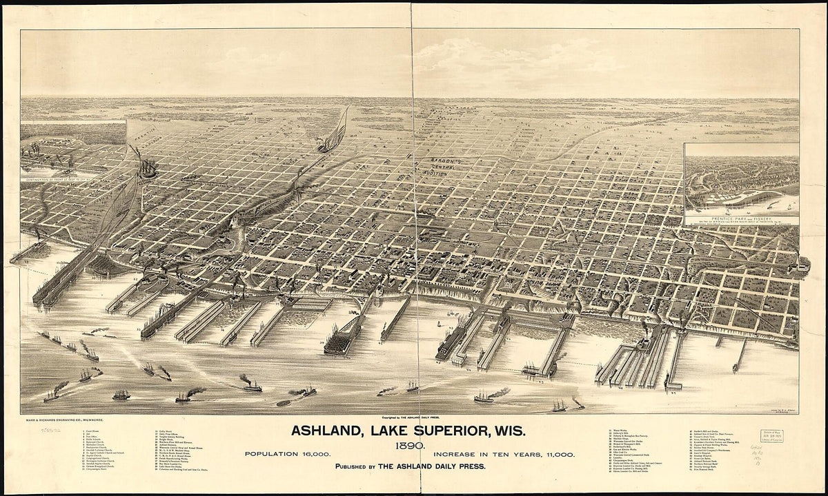 Ashland, Lake Superior,Wisconsin 1890 by Relic Map Company