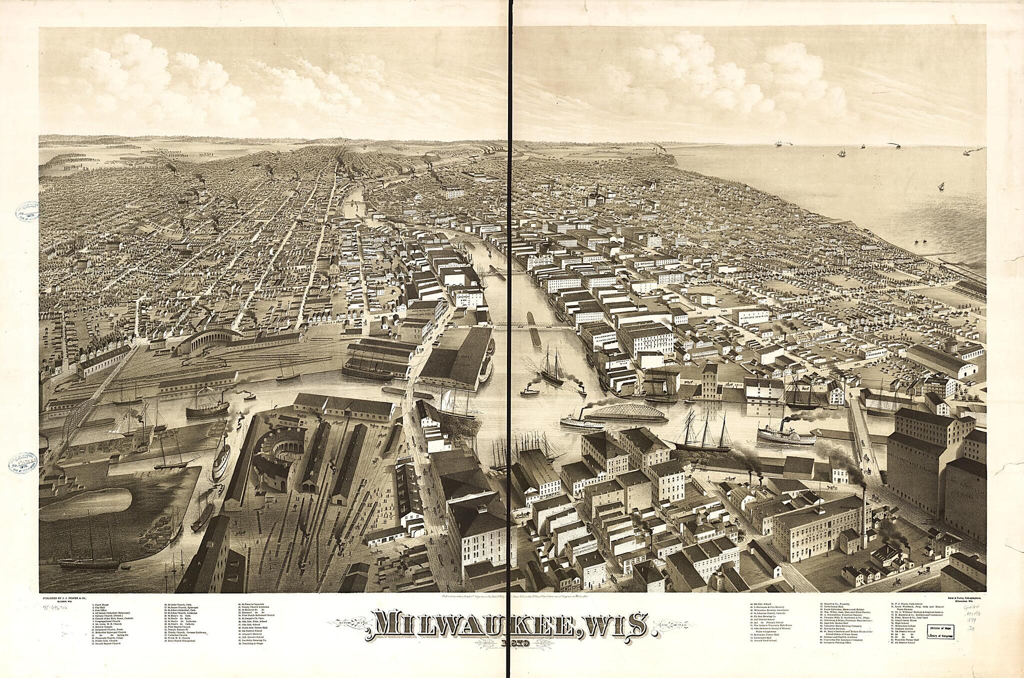 This old map of Milwaukee,Wisconsin from 1879 was created by Beck & Pauli, J. J. Stoner in 1879