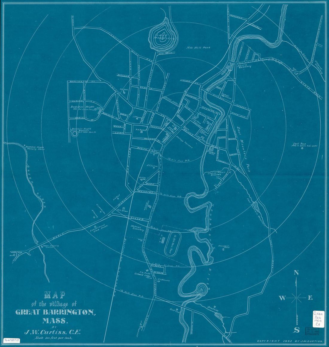 This old map of Map of the Village of Great Barrington, Massachusetts from 1903 was created by J. W. Curtiss in 1903