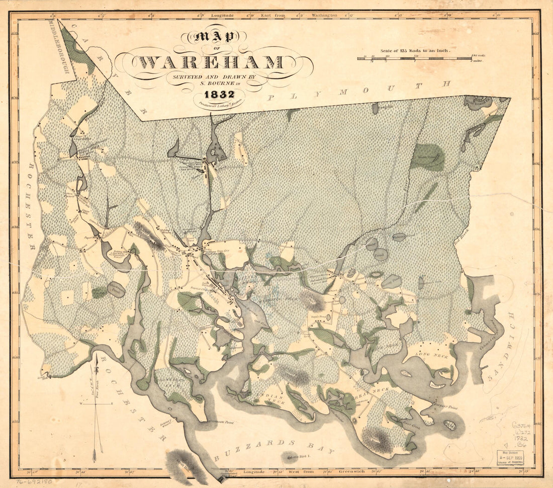 This old map of Map of Wareham from 1832 was created by S. Bourne, Pendleton&