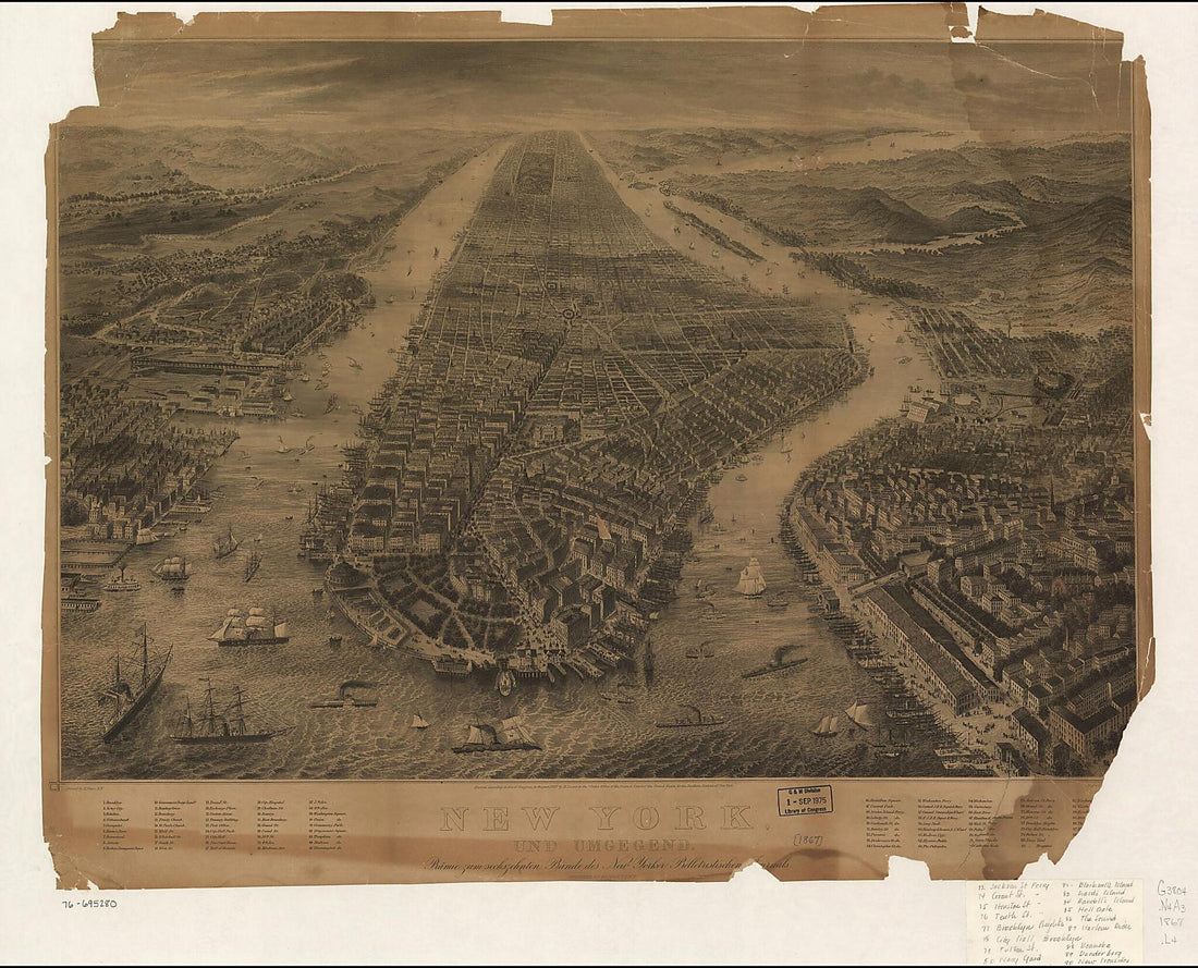 This old map of New York Und Umgegend from 1867 was created by R. Kupfer, R. Lexow, H. Peters in 1867