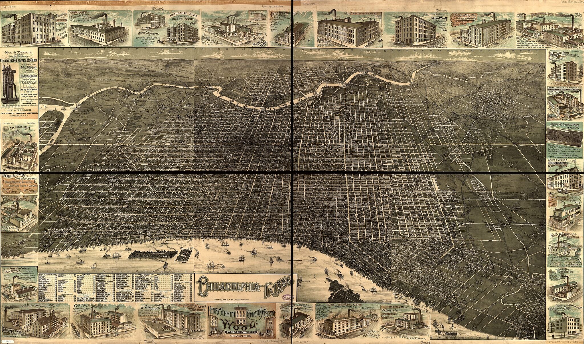 This old map of Philadelphia In 1886 from 1885 was created by Burk & McFetridge in 1885