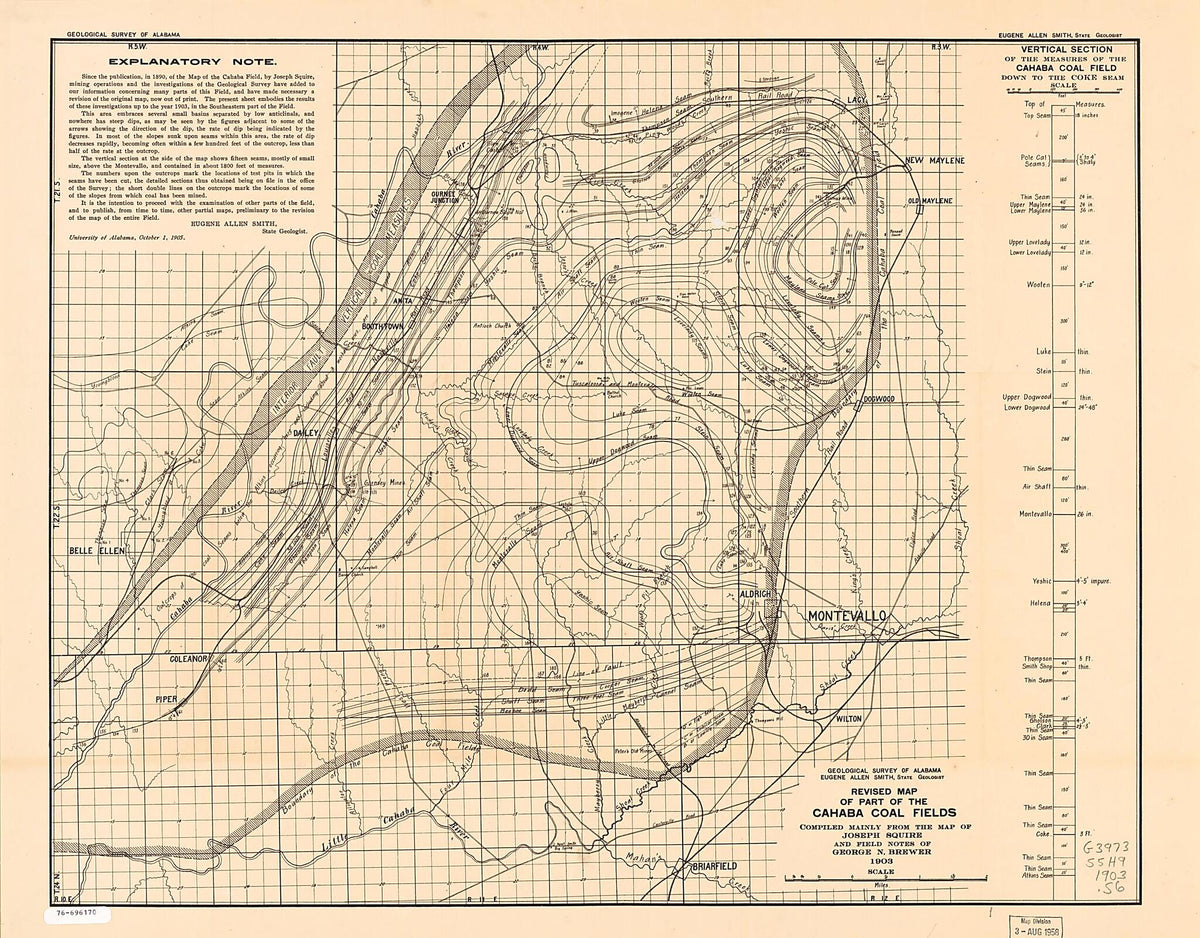 Revised Map of Part of the Cahaba Coal Fields 1905 by Relic Map Company