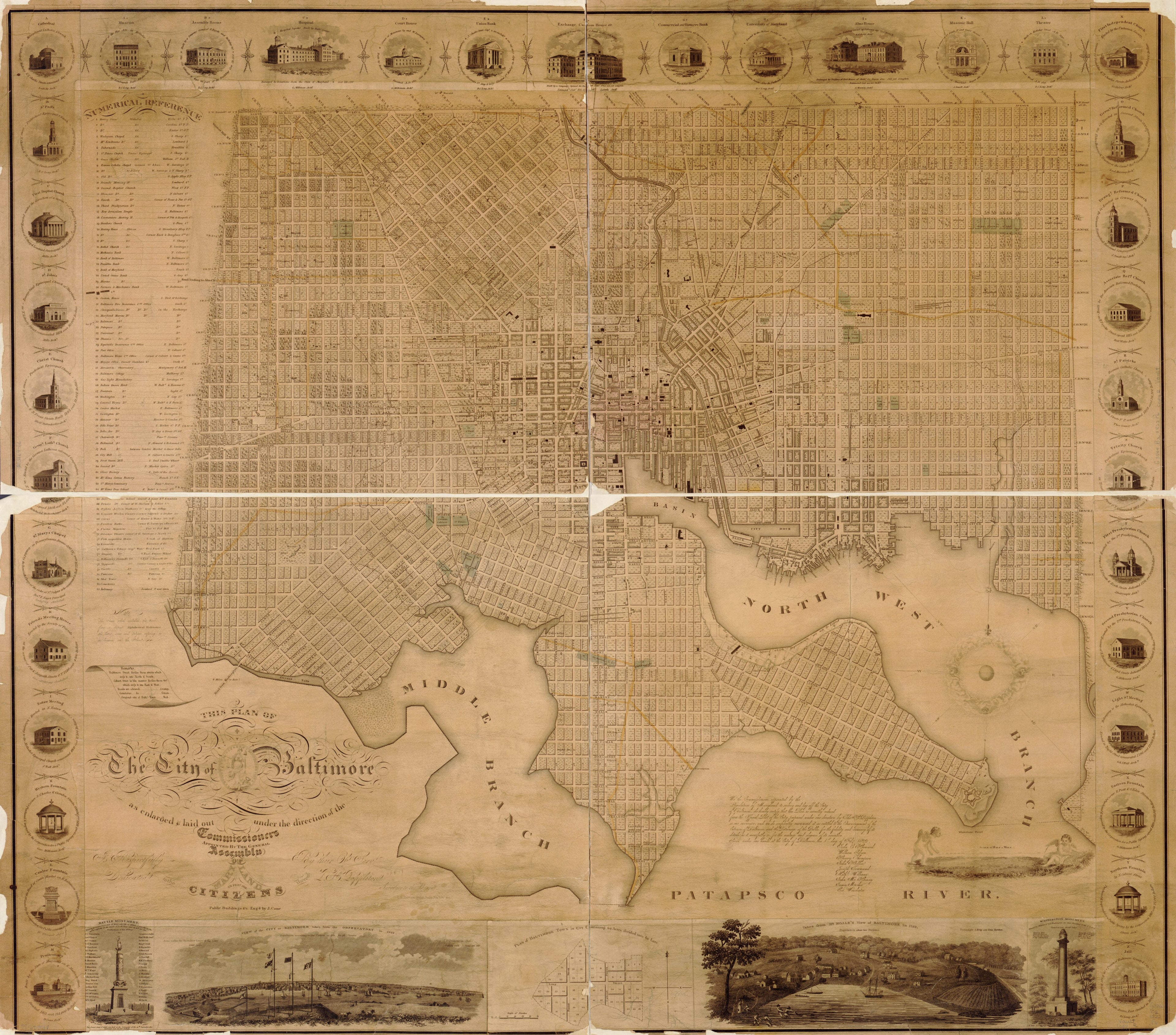 This old map of This Plan of the City of Baltimore from 1822 was created by Joseph Cone, Charles Peter Harrison, Thomas H. Poppleton in 1822