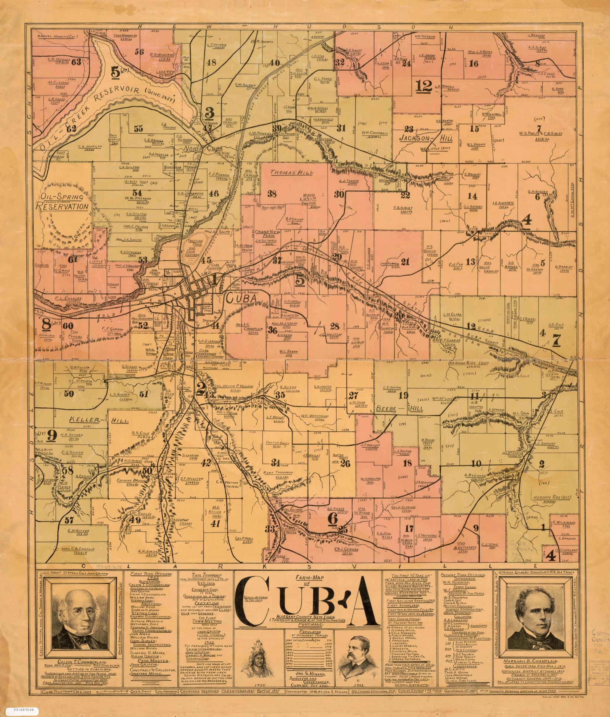 This old map of Map of Cuba, Allegany County, New York (township 3, Range 2 of the Holland Co&