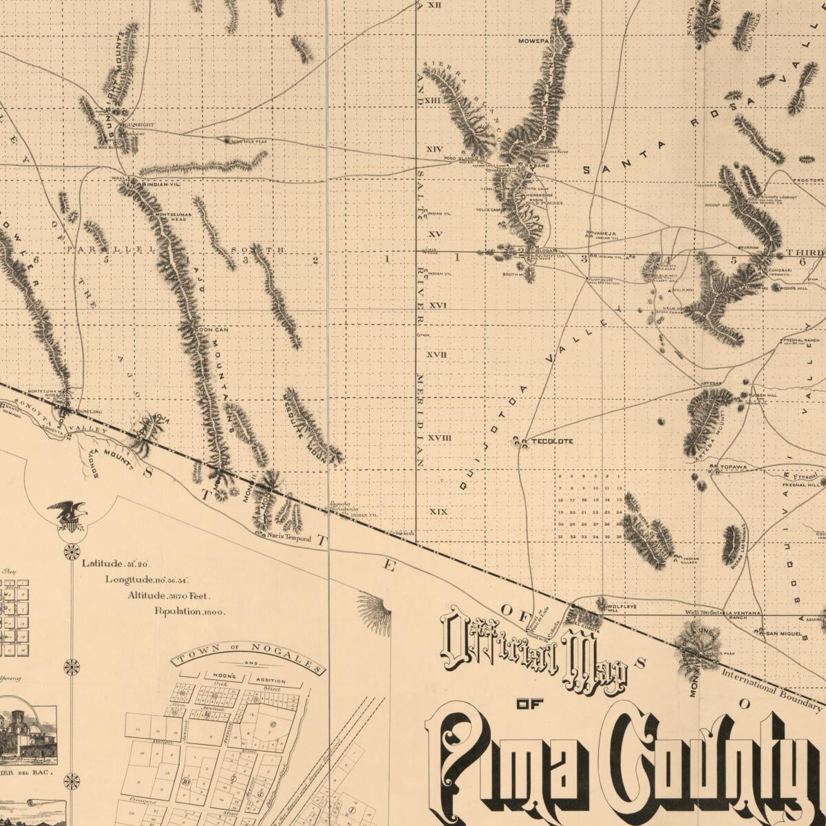 This old map of Official Map of Pima County, Arizona from 1893 was created by George J. Roskruge in 1893