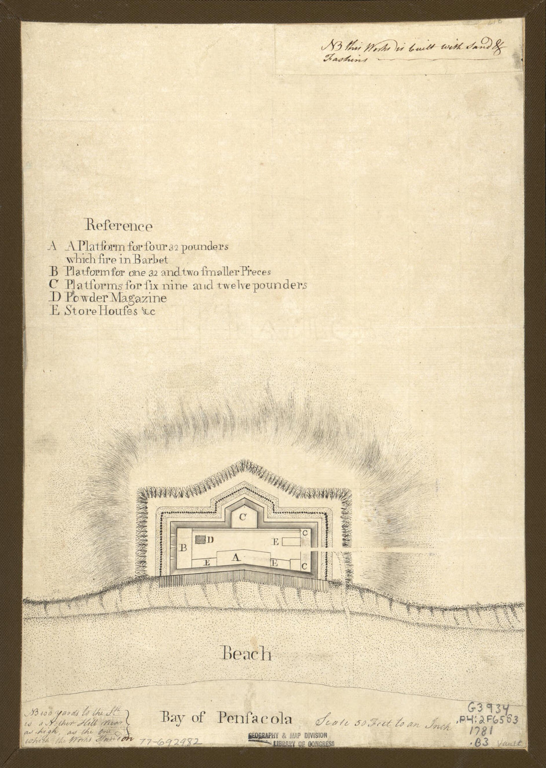 This old map of Bay of Pensacola, Fortification from 1781 was created by in 1781