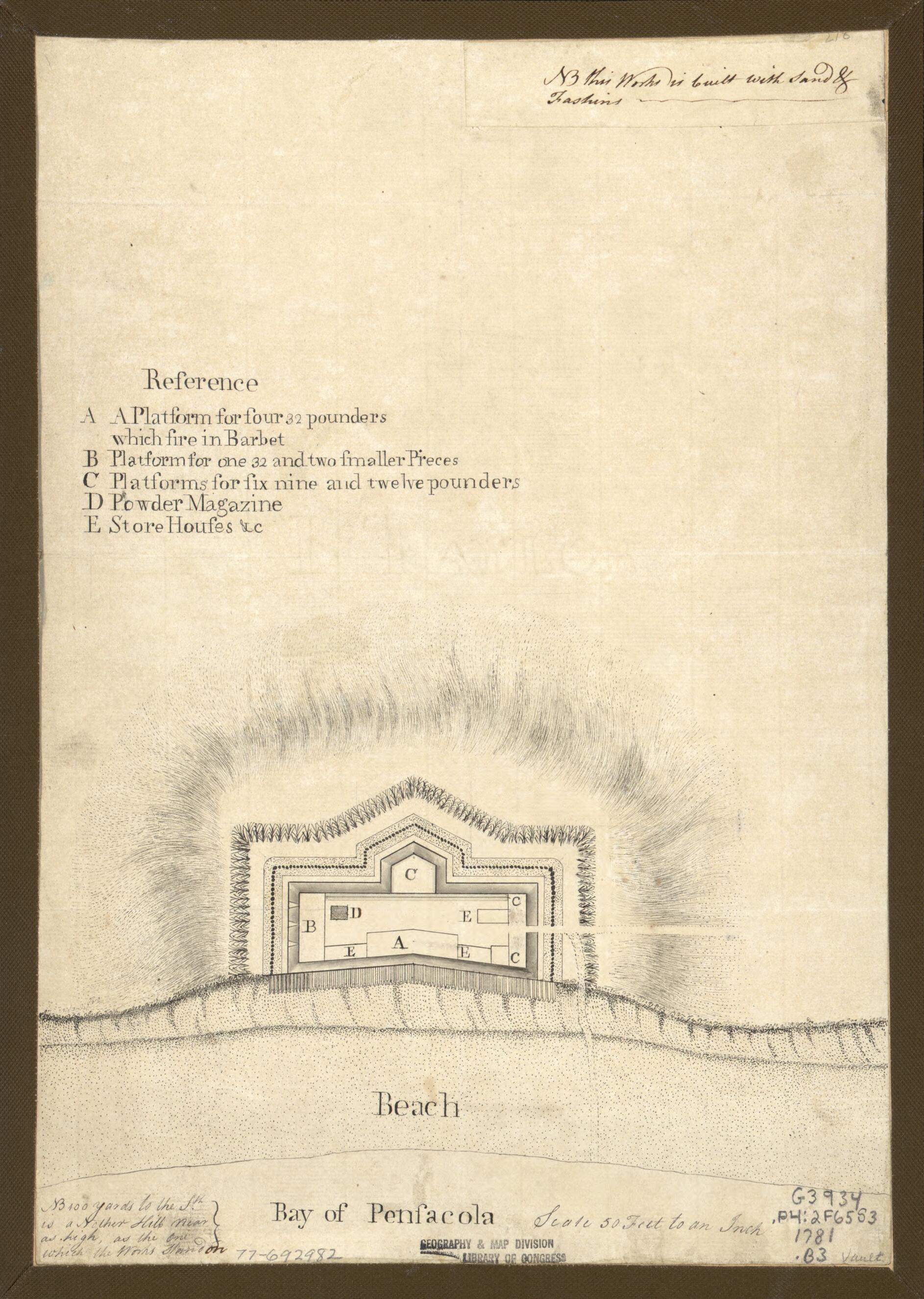 This old map of Bay of Pensacola, Fortification from 1781 was created by in 1781