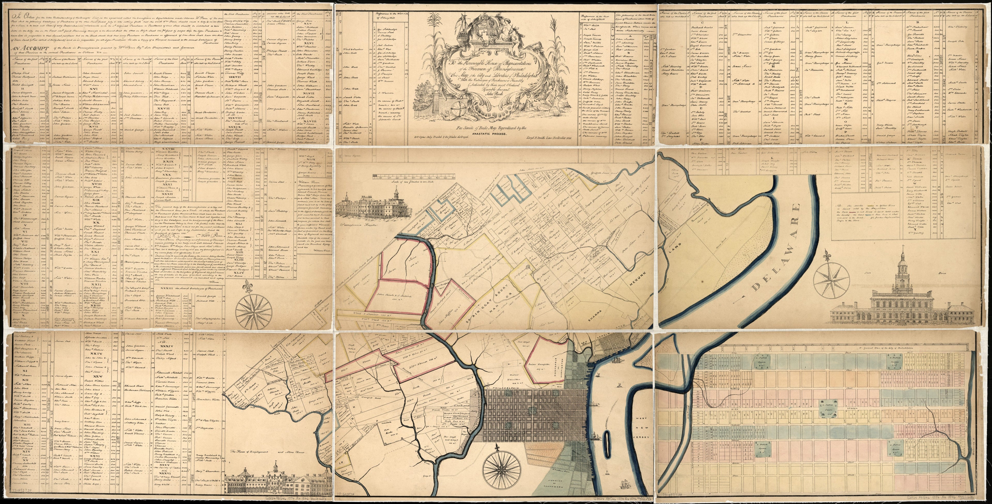 This old map of To the Honourable House of Representatives of the Freemen of Pennsylvania This Map of the City and Liberties of Philadelphia With the Catalogue of Purchasers Is Humbly Dedicated by Their Most Obedient Humble Servant, John Reed from 1846 w