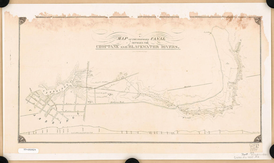 This old map of Map of the Proposed Canal Between the Choptank and Blackwater Rivers from 1835 was created by J. H. (John Henry) [Alexander, Edward Weber & Co in 1835