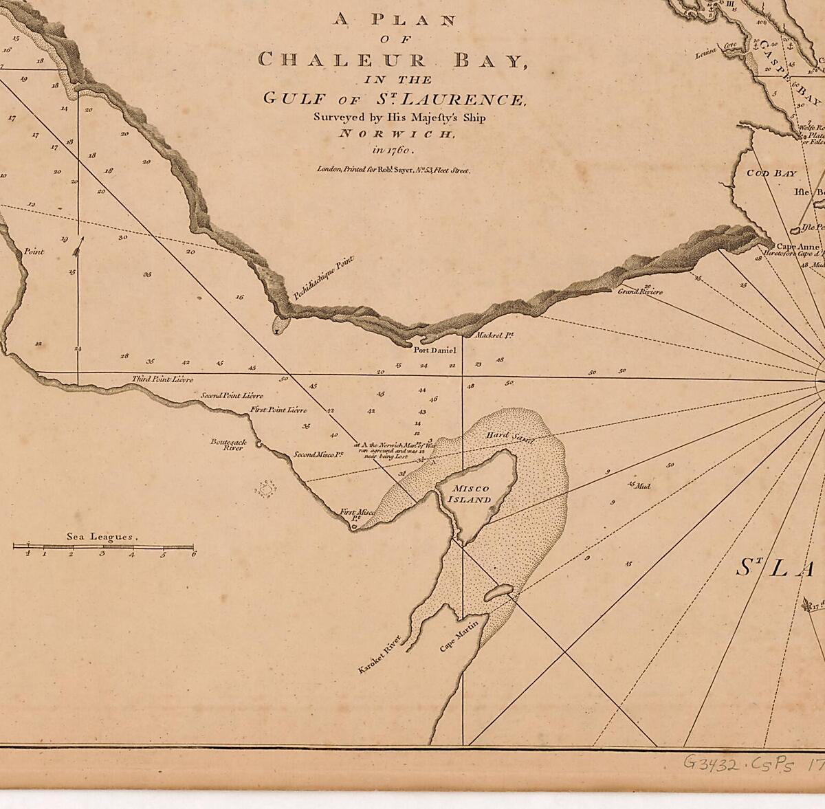This old map of A Plan of Chaleur Bay, In the Gulf of St. Laurence from 1780 was created by  Norwich (Ship), Robert Sayer in 1780