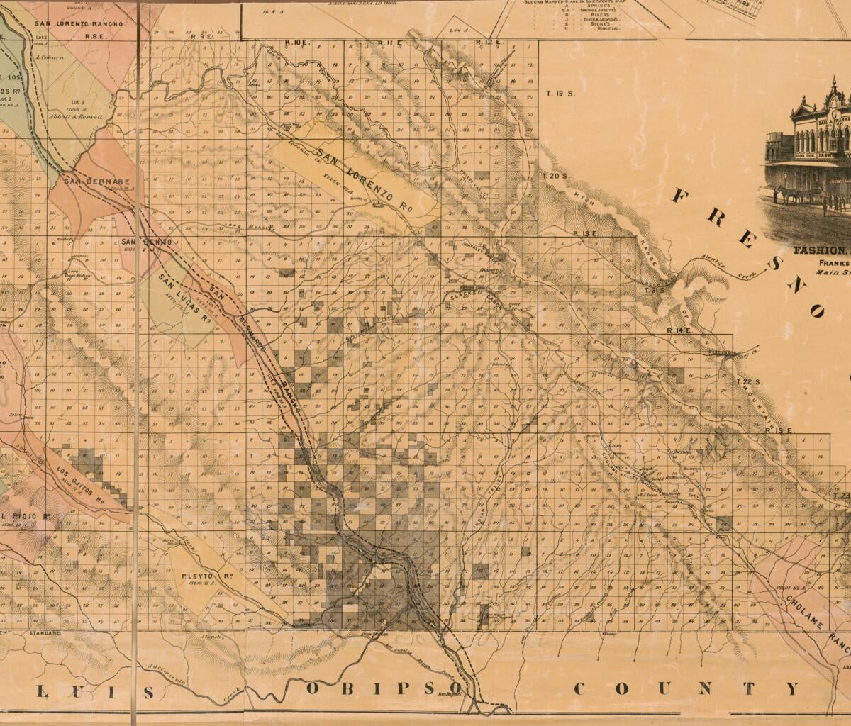 This old map of Map of the County of Monterey,California from 1877 was created by St. John Cox, T. C. Markley in 1877