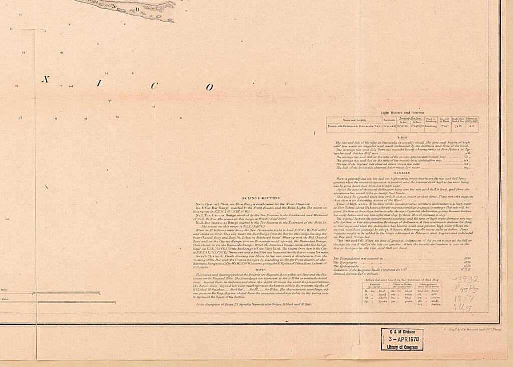 This old map of Preliminary Chart of the Entrance to Pensacola Bay, Florida from 1857 was created by A. D. (Alexander Dallas) Bache,  U.S. Coast and Geodetic Survey in 1857