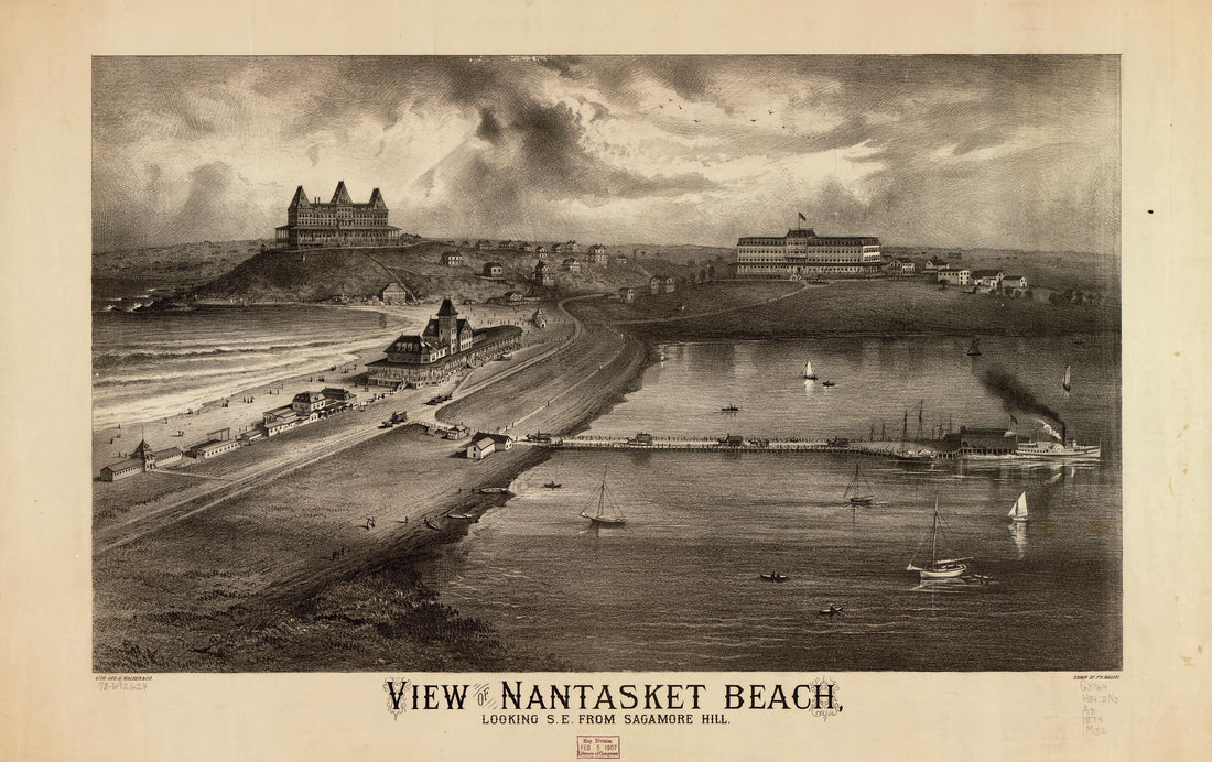 This old map of View of Nantasket Beach, Looking S.E. from Sagamore Hill from 1879 was created by Geo. H. Walker & Co, Richard P. Mallory in 1879