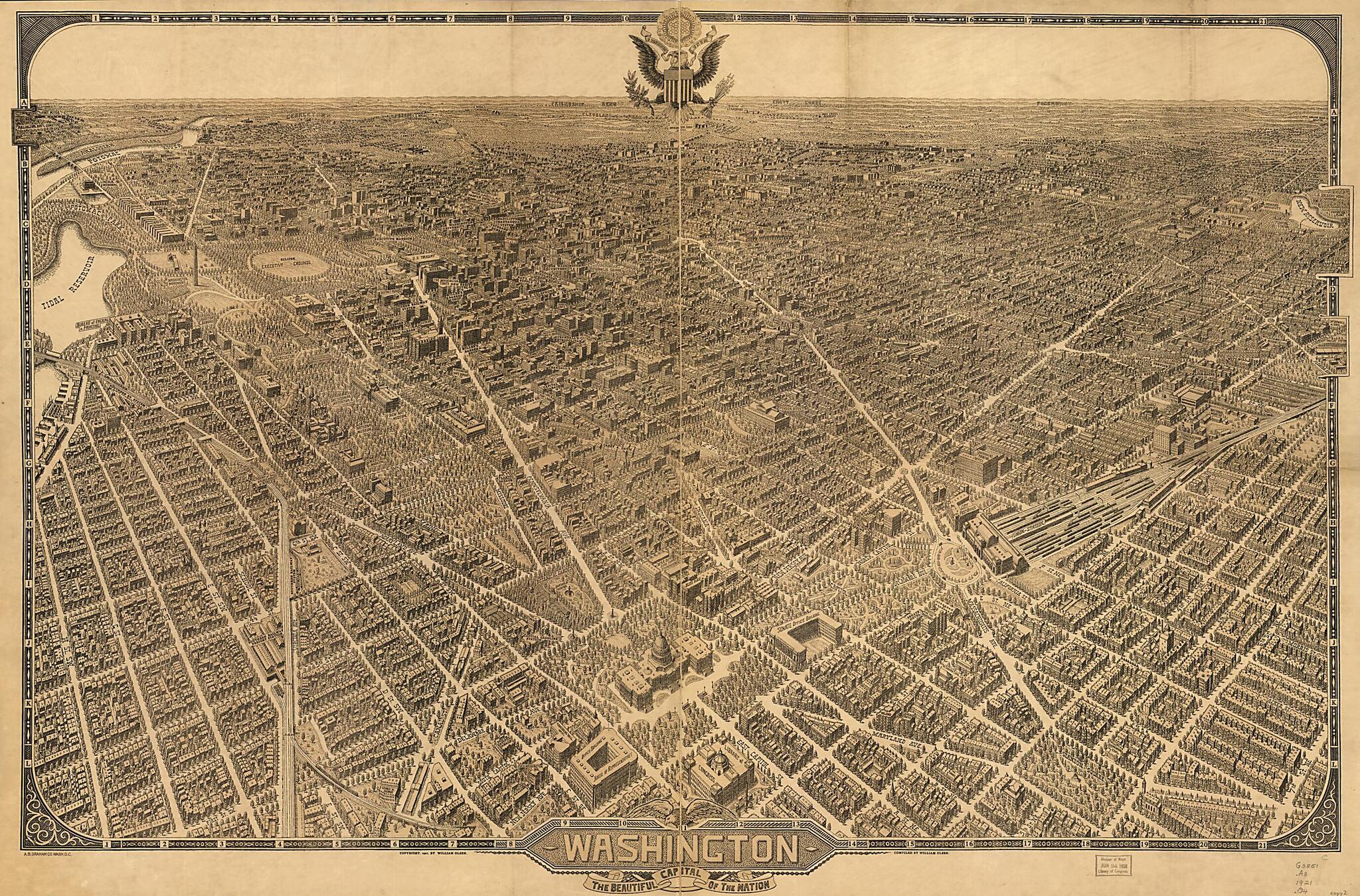 This old map of Washington, the Beautiful Capital of the Nation from 1921 was created by Andrew B. Graham Co, William Olsen in 1921
