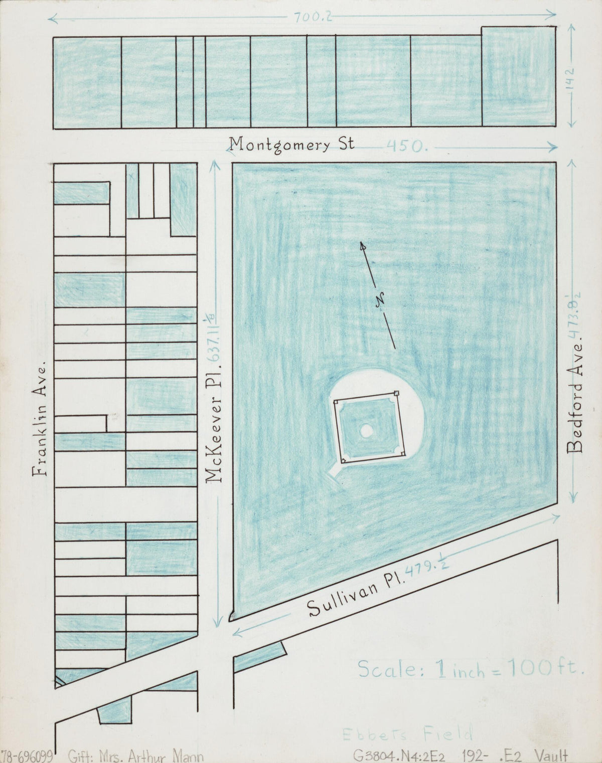 Ebbets Field 1920 by Relic Map Company
