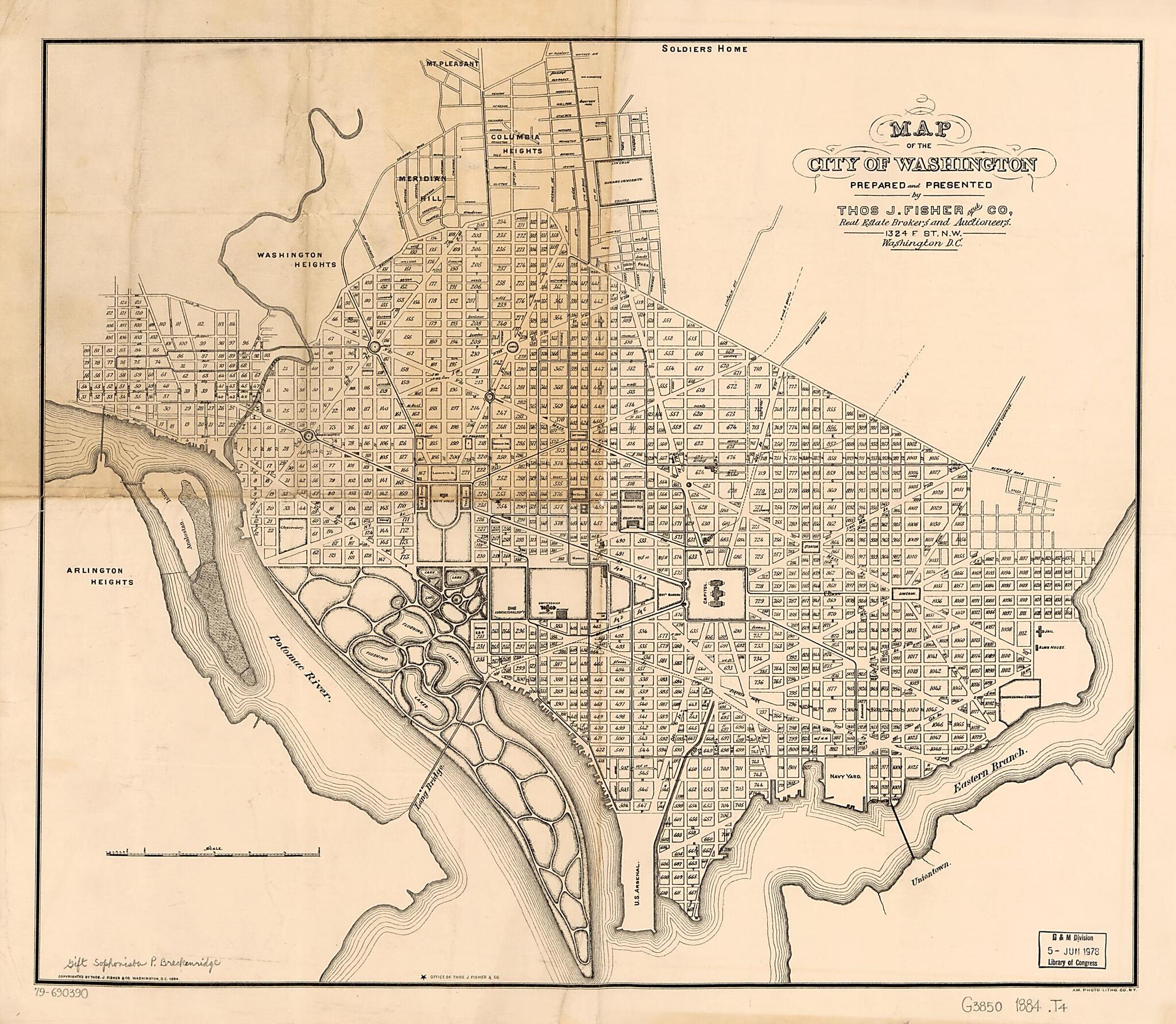 This old map of Map of the City of Washington from 1884 was created by Thos. J. Fisher and Co in 1884
