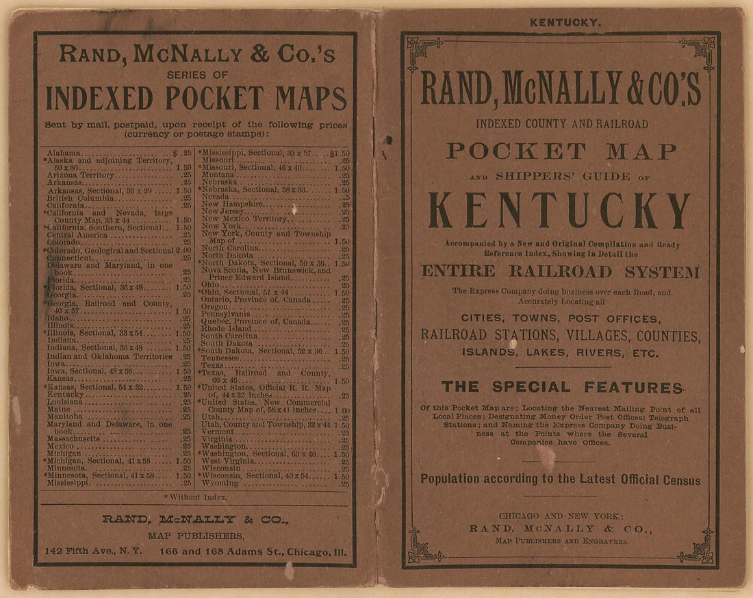 This old map of Kentucky from 1905 was created by Rand McNally and Company in 1905