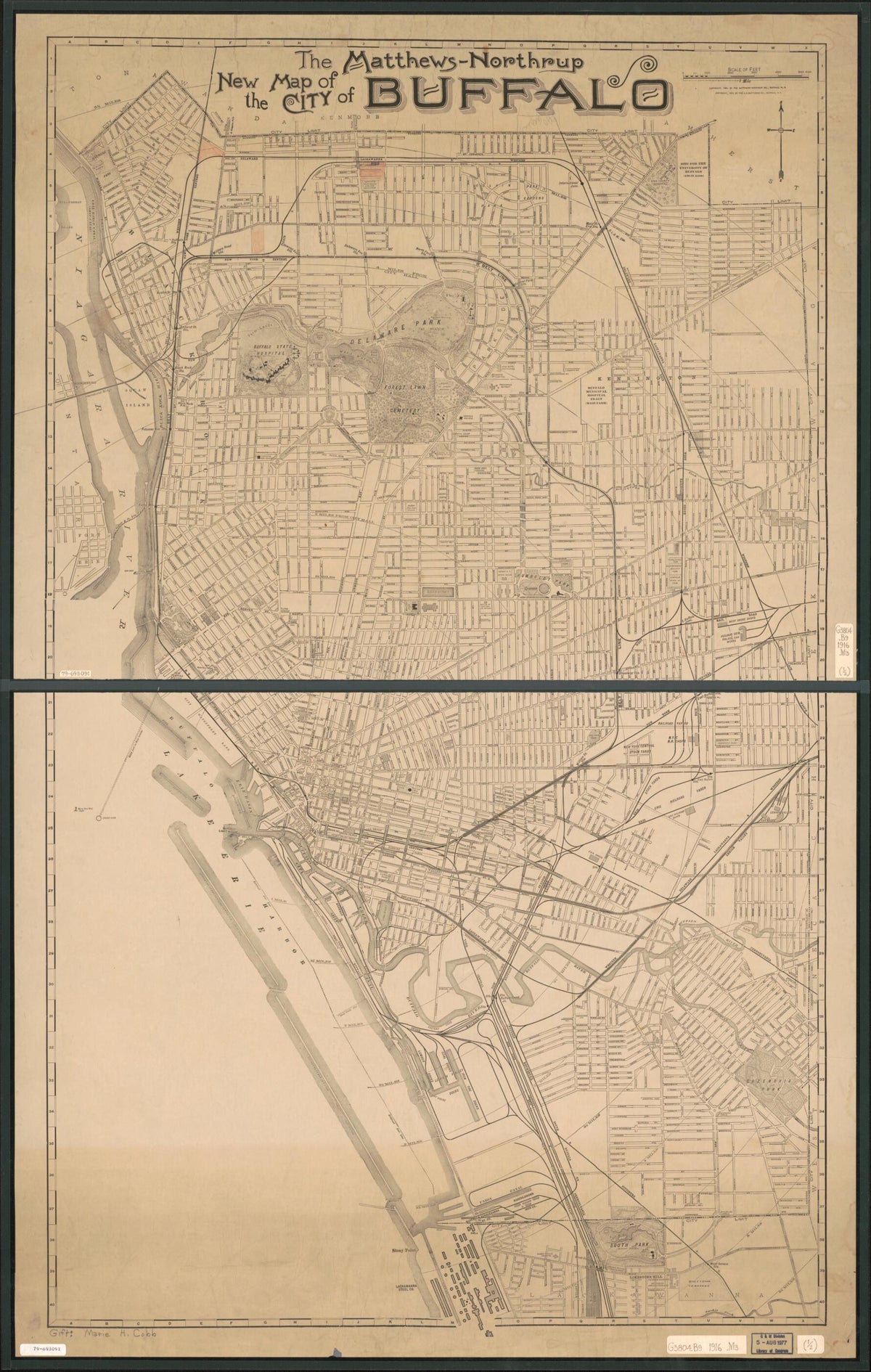 Northrup New Map of the City of Buffalo 1916 by Relic Map Company