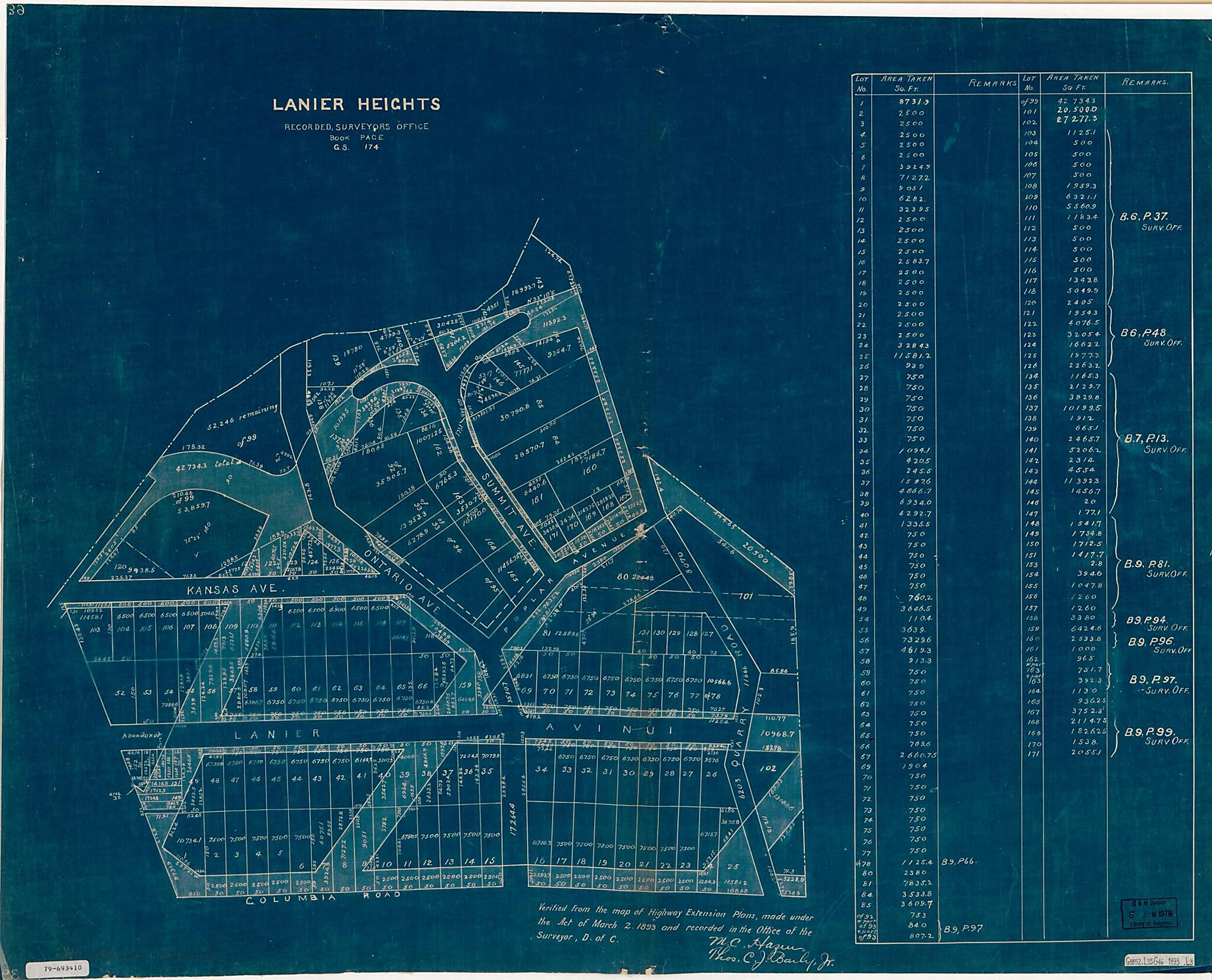 This old map of Lanier Heights : Recorded, Surveyor&