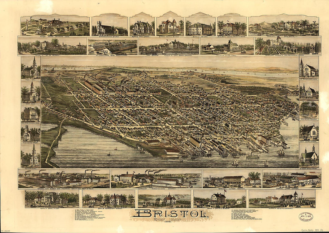 This old map of Bristol, Rhode Island from 1891 was created by O.H. Bailey & Co in 1891