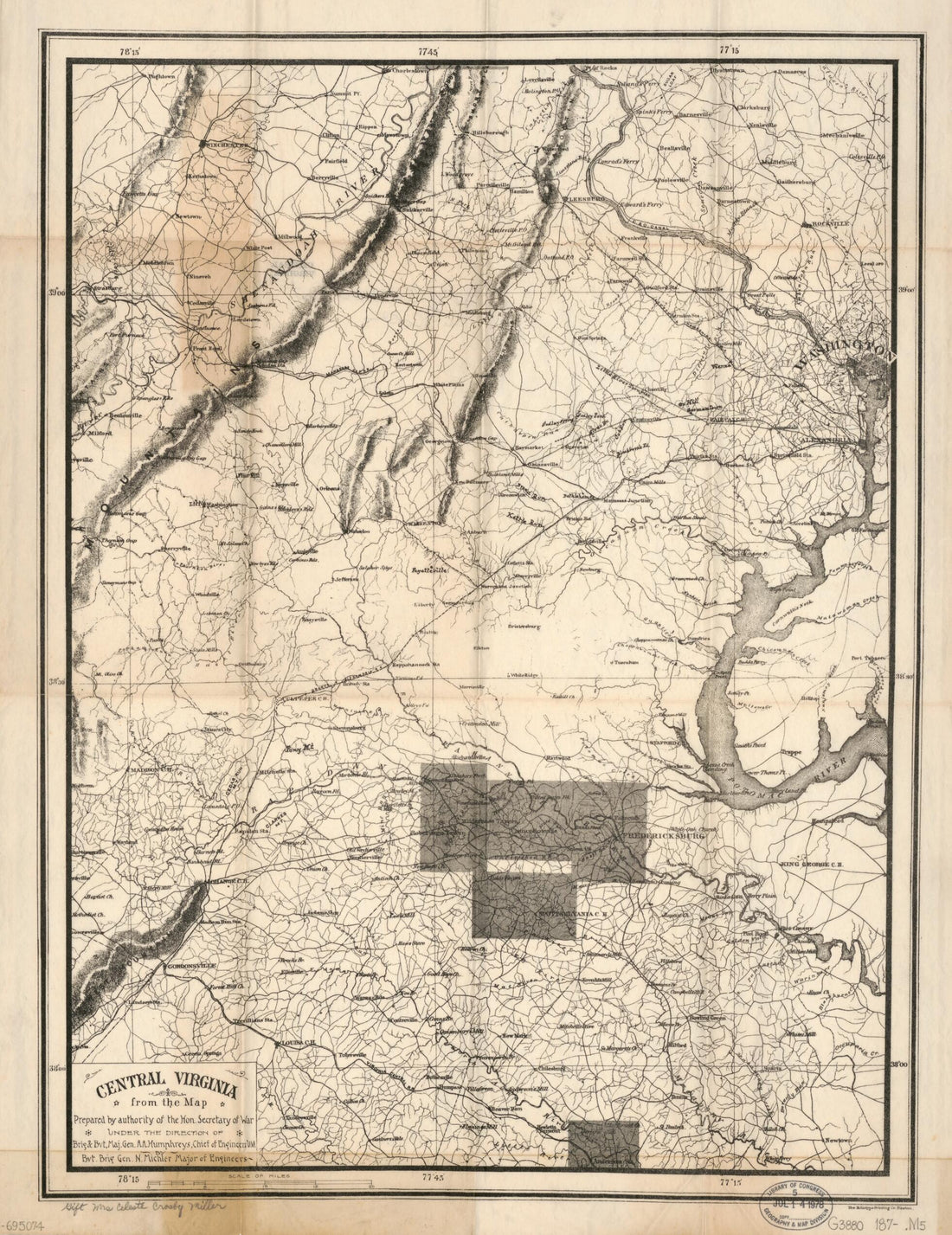 This old map of Central Virginia from 1870 was created by Heliotype Printing Company, A. A. (Andrew Atkinson) Humphreys, N. (Nathaniel) Michler in 1870